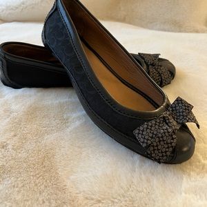 Coach Shoes Coach Black Signature Bow Ballerina Flats